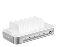 Ładowarka i akumulator 4smarts Stacja ładująca Team 100W 5xUSB-C z zestawem 6 kabli srebrny